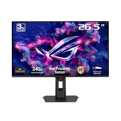 ASUS ROG Strix OLED XG27AQDMES gaming monitor ― 27-inch (26.5-inch viewable) 1440p 240 Hz, 0.03ms, Care Pro, ELMB, G-SYNC® compatible, 99% DCI-P3, and DisplayWidget Center