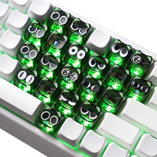 GKYQVE Playful Luoxiaohei Silhouettes Keycaps 21 Piece Transparents Set for Night Illuminations and Ergonomic Typing Glow in Dark Luoxiaohei Heart Keycaps