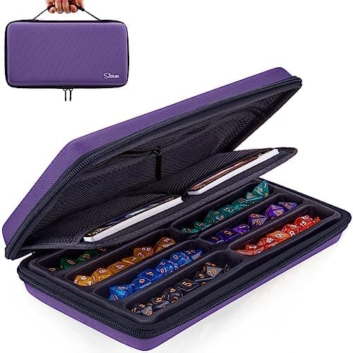 SIQUK Dice Case DND Dice Box Dice Storage Case Dice Organizer Holder with Handle Removable Slotted Tray Holds 8 Sets DND Dice for Dungeons & Dragons and Other RPG Table Games