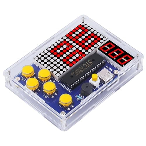 Henakmsl Retro DIY Game Console Handset with Acrylic Case, Soldering Practice Kit, Multiple Game Elements, Multiple Power Supply Methods