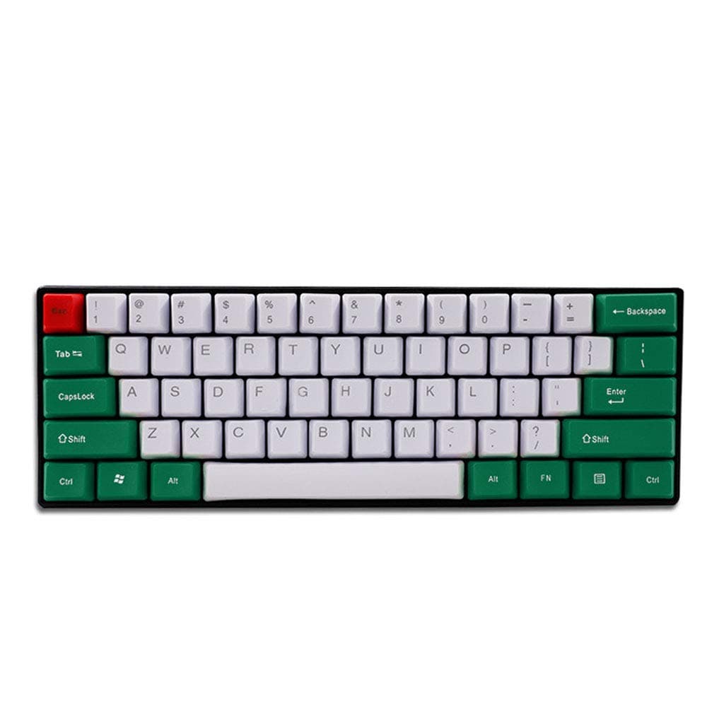 Epomaker 61 Keys Dye Sublimation PBT Keycaps Set for 60% Mechanical Keyboard, OEM Profile (Green)
