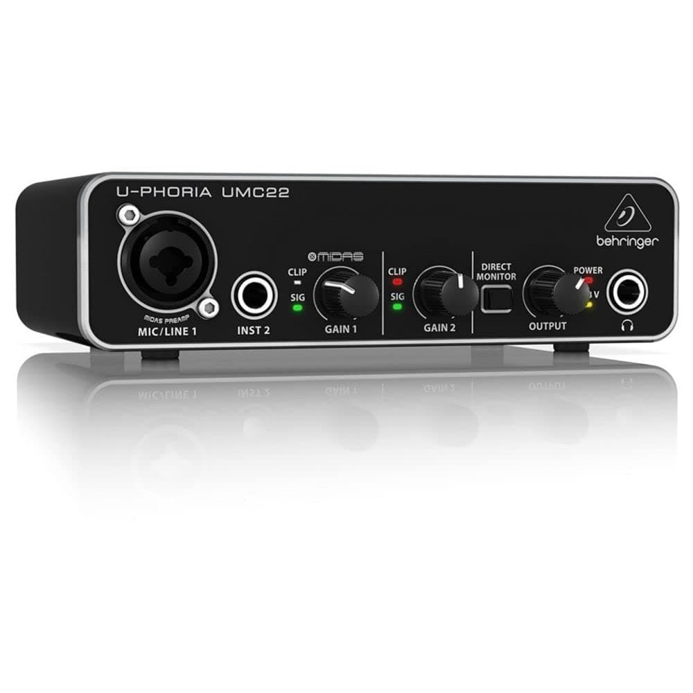Behringer U-PHORIA UMC22 Audiophile 2x2 USB Audio Interface with Midas Mic Preamplifier
