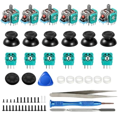 6 Pack Joysticks Replacement for PS5 Controller, Analog 3D Control Sticks Kit