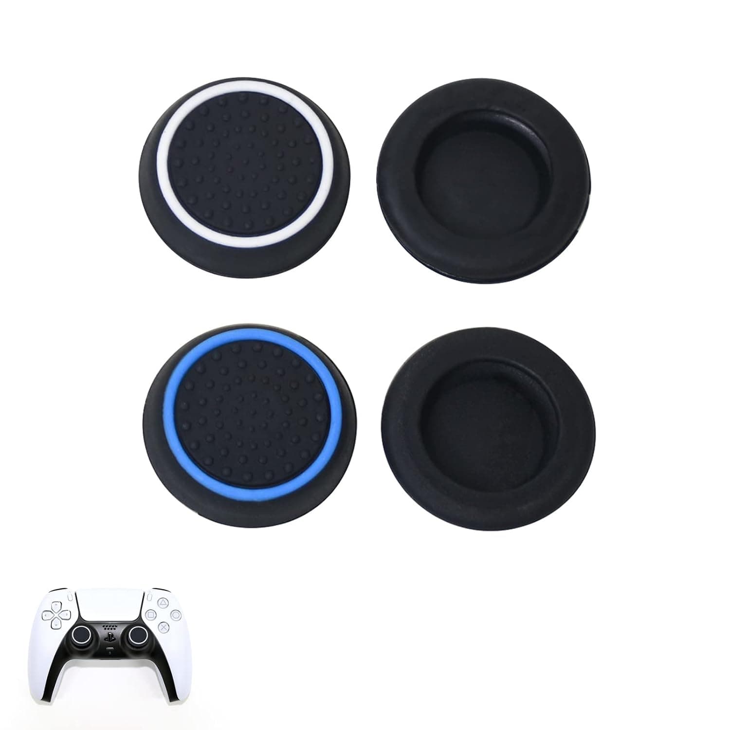 SIYUPU Controller Thumb Grips Compatible with PS5 & PS4 Joystick Controller, 4 Pcs Silicone Controller Thumb Grips Cover Attachments, Convex and Concave-Raised Dots & Studded Design
