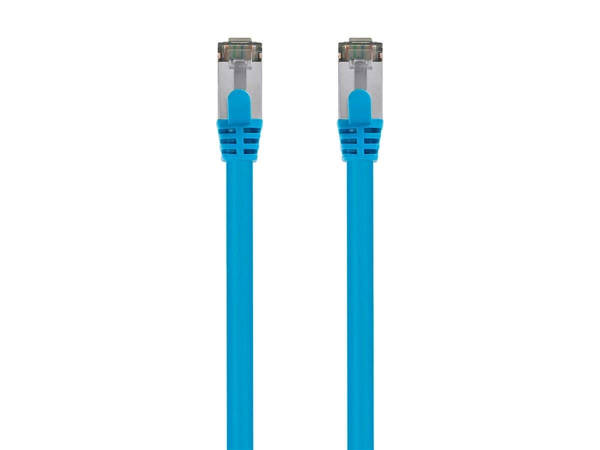 Monoprice Cat8 26AWG S/FTP Ethernet Network Cable - 25 Feet - Blue, 2GHz, 40Gbps, 3dB Headroom, Pure Bare Copper, PVC - Entegrade Series