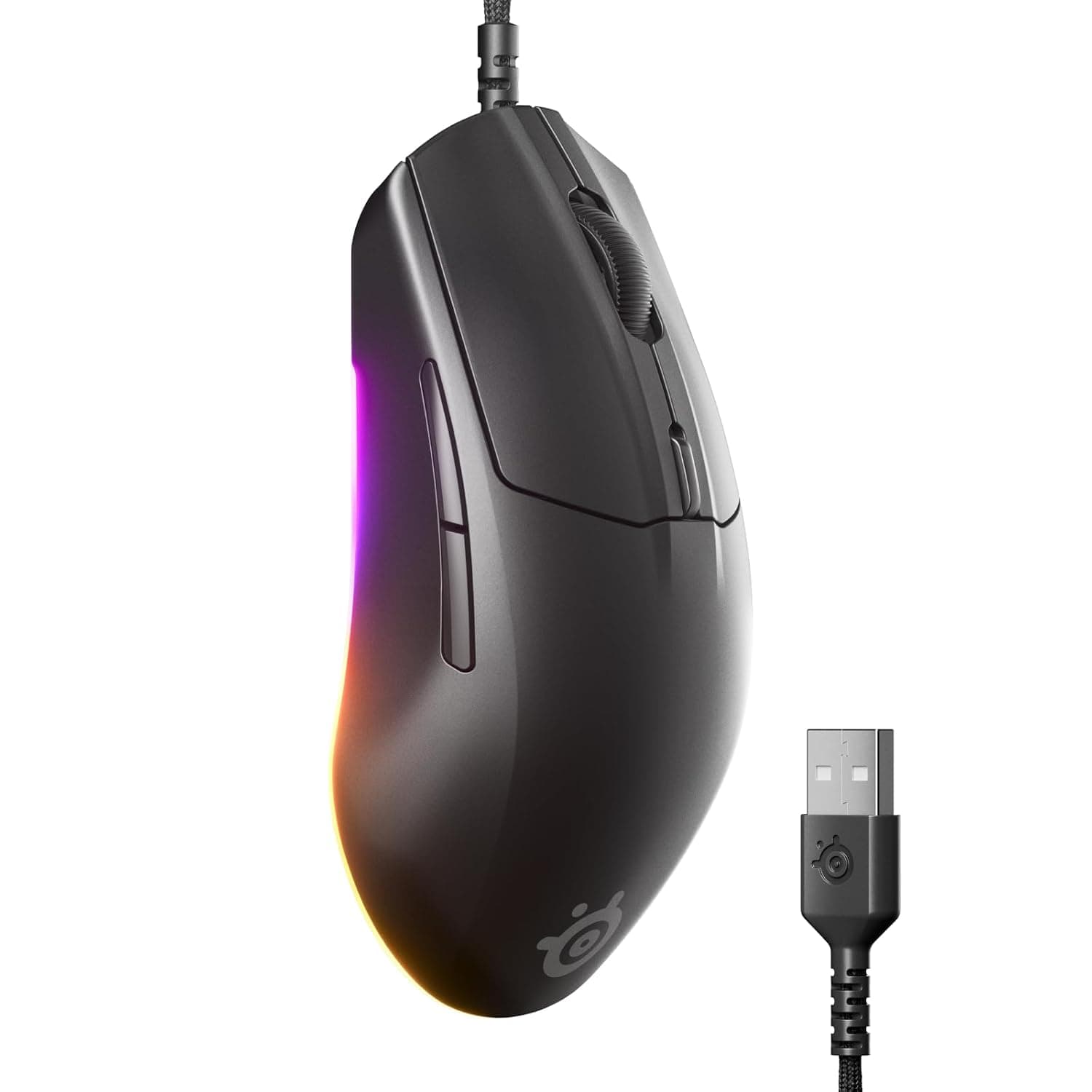 SteelSeries Rival 3 Gen 2 Gaming Mouse — 8500 DPI TrueMove Core Optical Sensor — 60 Million Click Durability — Low Latency — 77g Lightweight — 100% PTFE Feet — RGB — Black