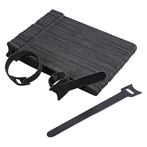 Amazon Basics Adjustable Cable Straps, Ties, Cord Organiser, 100 Count, Black