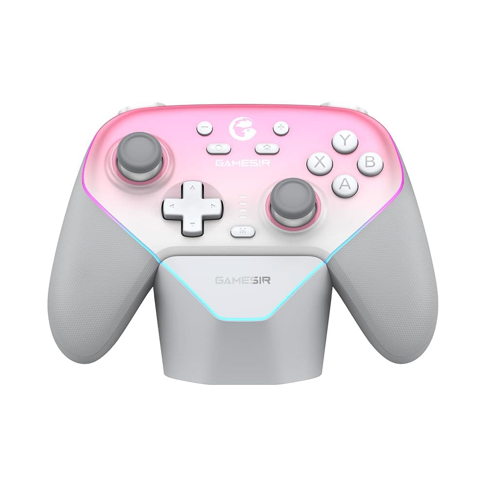 GameSir Super Nova Wireless Gaming Controller for PC/Switch/iOS/Android, Hall Effect Stick & Trigger, Rubberized Grips, RGB Lighting, Swappable ABXY, Detachable Faceplate, 1000mAh with Charging Dock