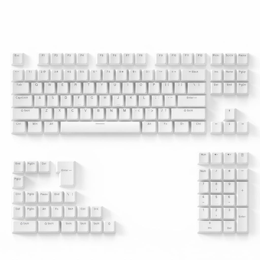 131 Keys PBT Keycaps Set, OEM Profile Double-Shot Injection Keycaps with Translucent Characters, PBT Backlit Keycap Set for 61/68/75/84/87/98/104 Layout Mechanical Keyboards (white)