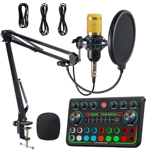 Podcast Equipment Bundle,Streaming Microphone Podcast Starte Kit Soundboard