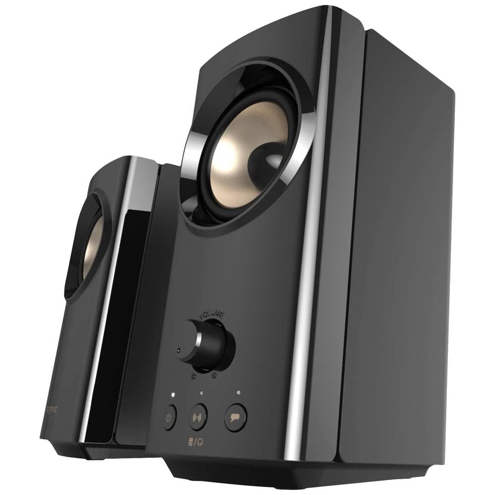 CREATIVE T60 2.0 Compact Hi-Fi PC Speakers, USB-C Audio, Mic, Headset Ports, Bluetooth 5.0, 3.5mm AUX-in, 60W Peak Power, for Computer, Laptop, MAC