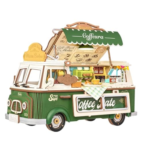 Rolife 3D Puzzle Wooden Model Kit, Leo's Coffee Truck