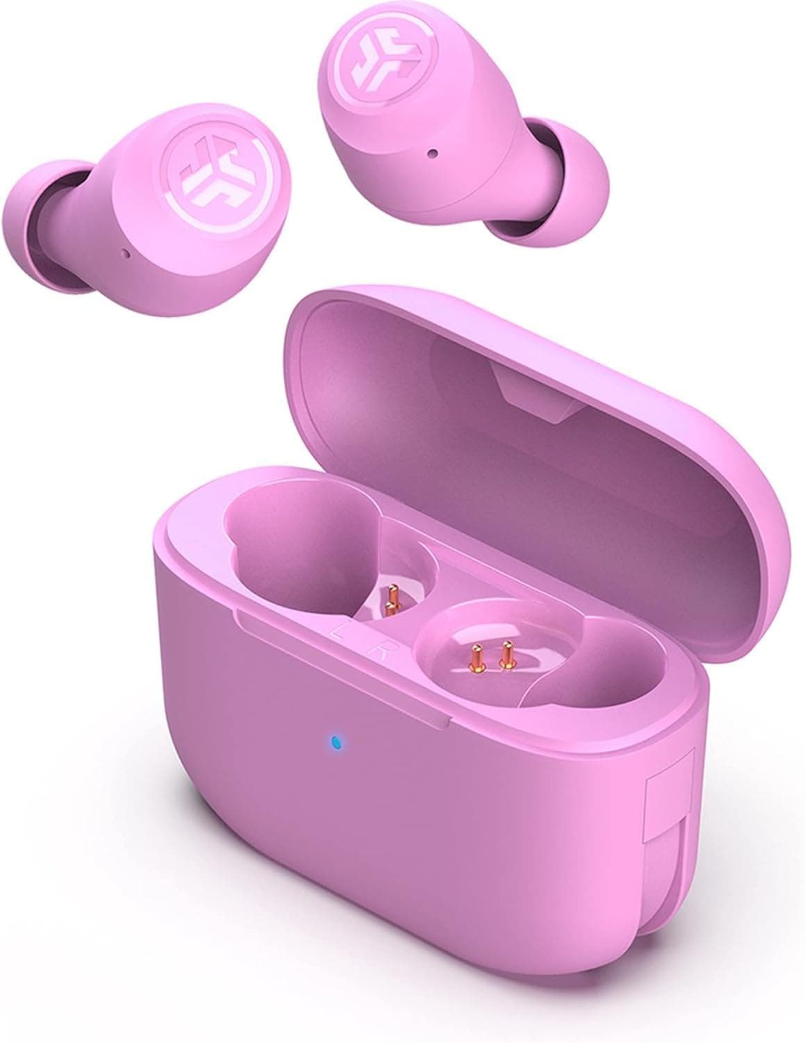 JLab Go Air Pop True Wireless Earbuds with Mic - Bluetooth, Pink | In Ear Headphones, Bluetooth Earphones, 32H Playtime, Ear Buds with Microphone, USB Case, Dual Connect, EQ3