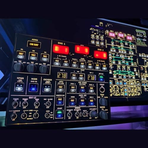 WYFTOY MAX Light Metal Housing and Tactile Switches Edition Overhead Panel for MSFS 2020/2024 USB Powered Adjustable Brightness Windows Flight Sim Home Cockpit Compatible (A107)