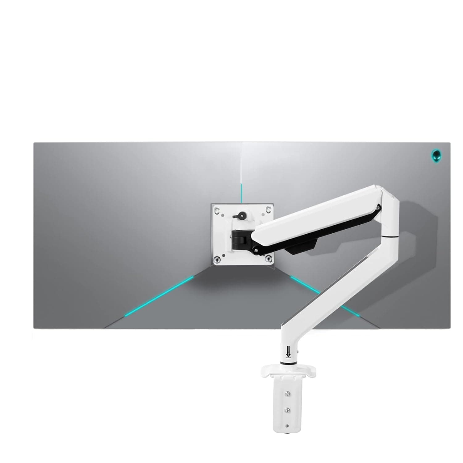 HILLPORT White Single Monitor Arm Mount 17 to 32 inch Ultrawide Articulating Gas Spring Arm Adjustable Vesa Desk Stand with Clamp and Grommet LCD Computer Monitors 2 to 9 kg M3P