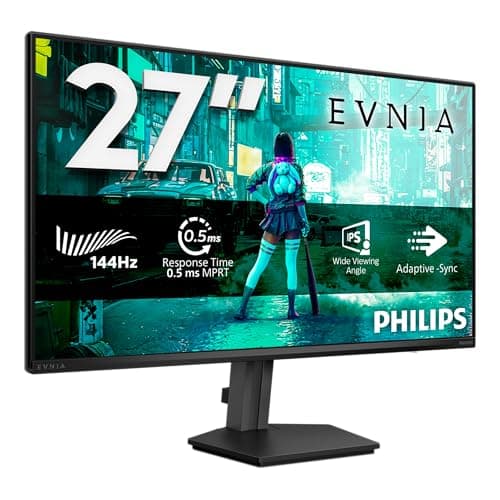 Philips 27M2N3200NF 27 Inch FHD Monitor, 144Hz, IPS, 1ms MPRT, Adaptive Sync, G-Sync Comp., HDR10, (1920x1080,HDMI 1x 2.0,DP 1x 1.4) Black