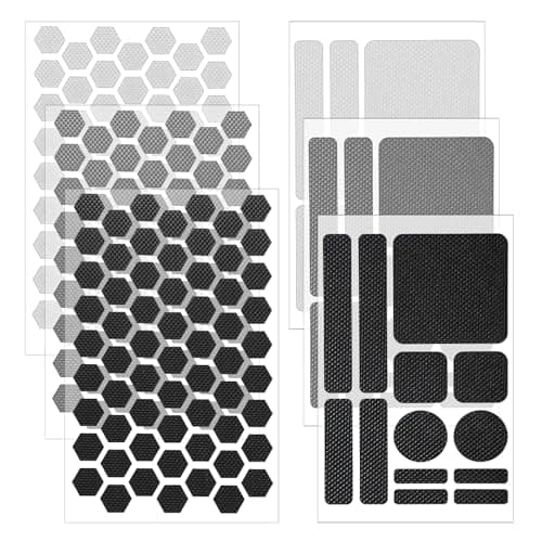 Phone Grip Tapes Hexagonal & Round Anti-Slip Phone Case Grip Tape Stickers, Rectangular Waterproof Pre-Cut Strips for Cellphone, Mouse, Laptop, Controller Accessories Black, Gray, Clear