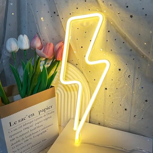 Lightning Neon Light Sign Yellow Lightning LED Light Signs for Wall Decor