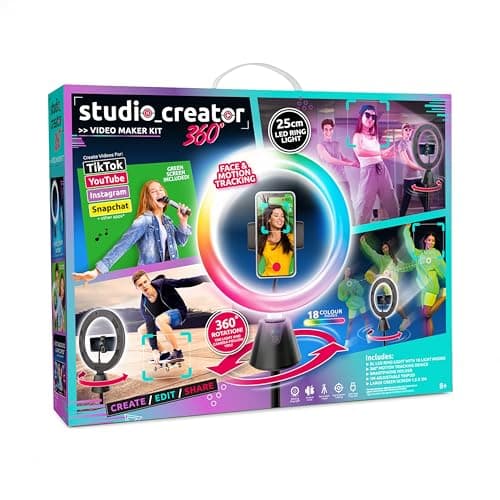 Studio Creator 360 Motion Tracking Ring Light Kit – Tripod, XL Green Screen & Phone Holder | TikTok, YouTube & Instagram Video Set for Teens
