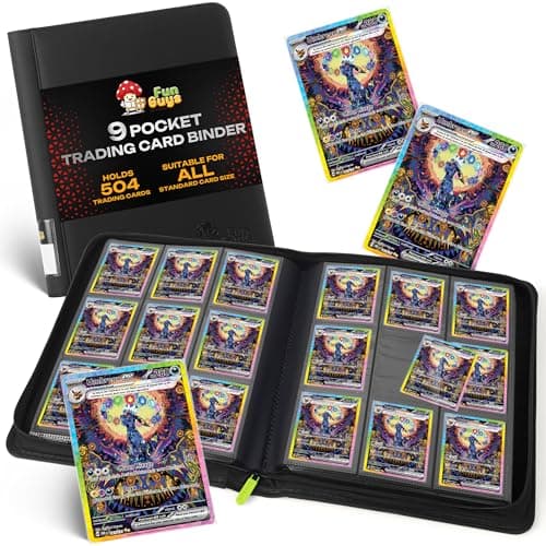 FunGuys Trading Card Binder, 9 Pocket, 504 Side Loading Sports Card Binder, Card Collection for Yugioh Card, MTG, TCG Book Holder