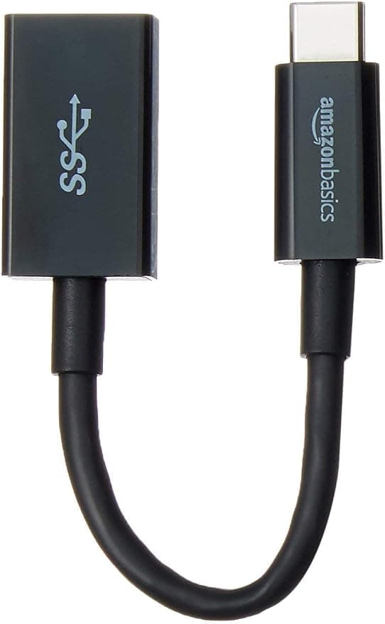 Amazon Basics USB 3.1 USB-C to USB-A Female Adapter Cable Converter, 5Gbps High-Speed, USB-IF Certified, for Laptops, Tablets, Phones (iPhone 16/15), Black