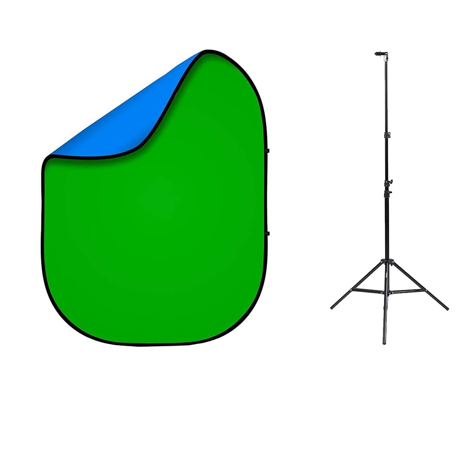 Fovitec 1.5 x 2m Chroma Key Green & Blue Double-Sided Pop-Up Backdrop & Stand Kit for Photography and Photo Studio Backgrounds Green Screen Video Conferencing