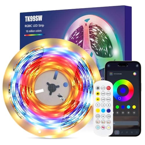 TK99SW TV Led Lights 4m, RGBIC Led Strip for 50-70 Inch TV/PC, with Remote/APP Control, USB Powered, Music Sync, Led TV Backlights Ambient Lighting Gaming Room Accessories