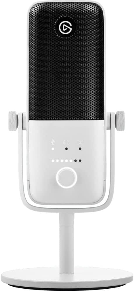 Elgato Wave:3 White USB Condenser Microphone | Cardioid capsule, 24-bit/96kHz audio, Anti-distortion Clipguard, Tap-to-mute sensor, Zero-latency monitoring
