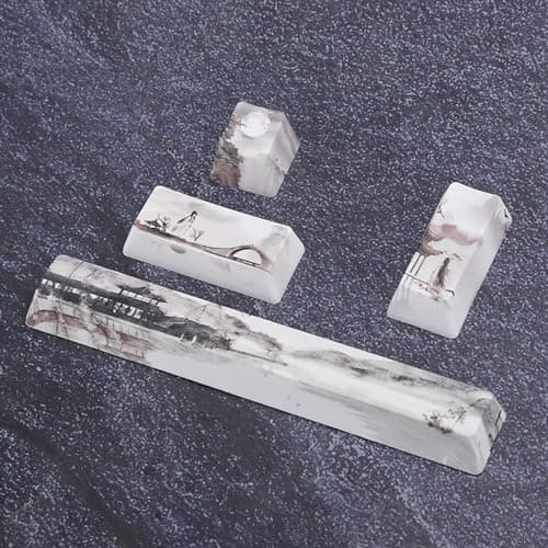 ZJchao Mechanical Spacebar Keycap Landscape Pattern Keycap Set Space ESC Enter Numpad for Mechanical Keyboards 4 Pcs Premium PBT Material (Landscape 4 keys)