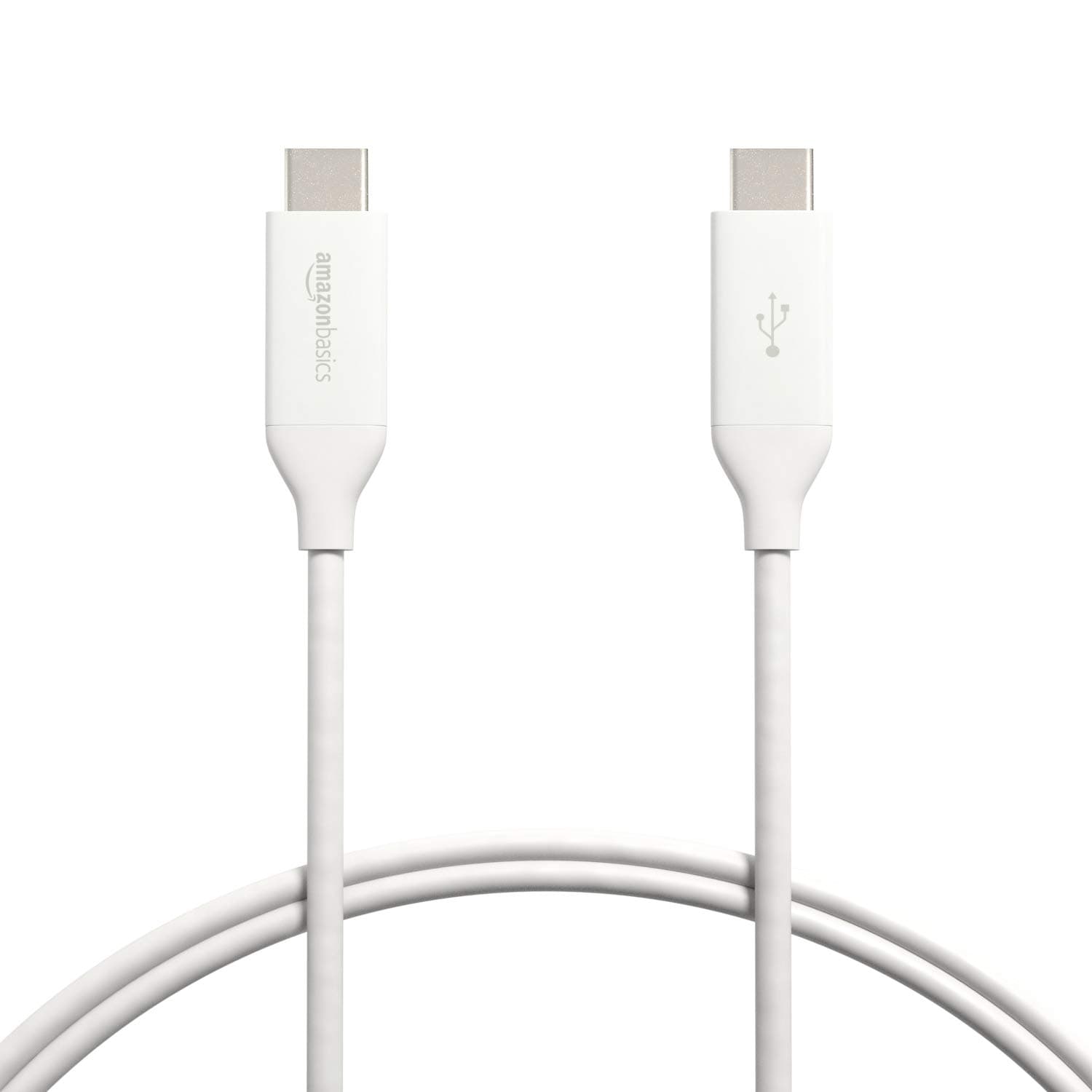 Amazon Basics 100W USB-C to USB-C 2.0 Cable with Power Delivery - 3-Foot, White