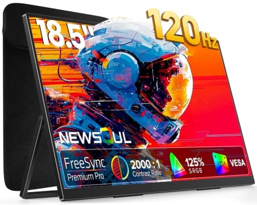 Newsoul Portable Gaming Monitor 18.5 Inch 120Hz 1080P IPS Matte Screen with HDR 1080P 125% sRGB 2000:1 Mini HDMI/USB C, Second Screen for Laptop/PC/Phone, VESA & Kickstand