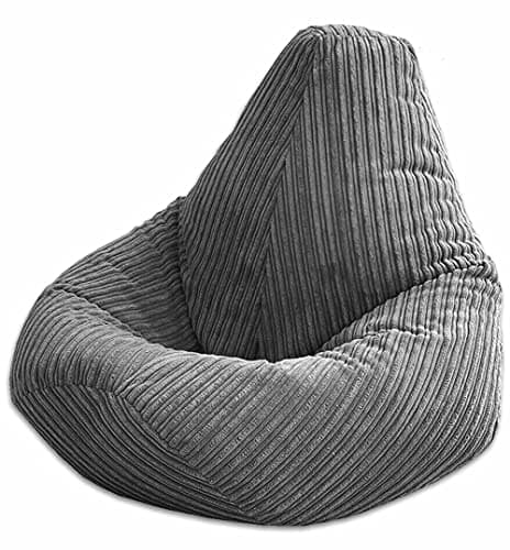 Beautiful Beanbags - Jumbo Cord High Back Bean Bag Chair - Grey