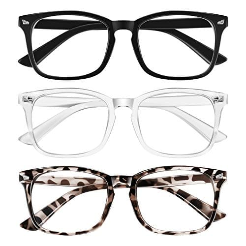 Ougenni Blue Light Blocking Glasses for Women Men Fashion Computer Screen Gaming TV Eyeglasses, Anti Eyestrain & UV Glare Glasses 3 Pack