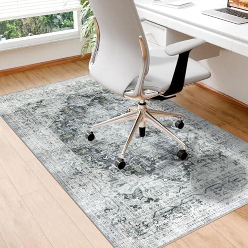 Homcomodar Office Chair Mat for Hardwood Floor 90x120cm, Computer Desk Chair Mat for Hard Floor, Chair Floor Protection Mat Non Slip Rubber Mats for Home Office Chair(Grey)