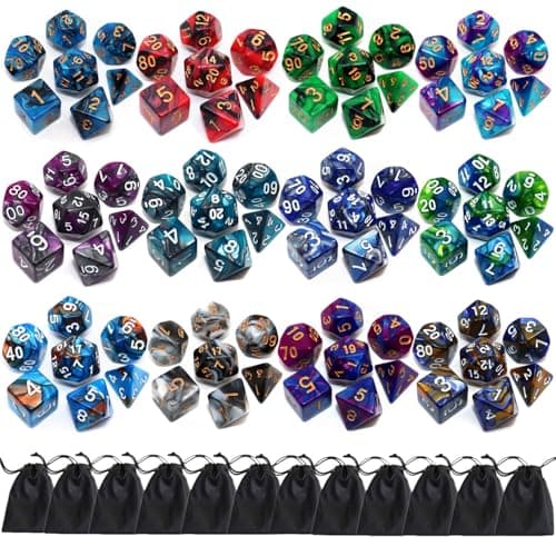 Polyhedral DND Dice Set-12 Pack Double-Colors D&D Dice Sets Compatible with Dungeons and Dragons Role Playing Game RPG MTG Games Dice with D4 D6 D8 D10 D% D12 D20 (12 Colors Set)