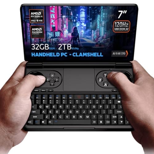 GPD WIN Mini 2025 handheld gaming PC, AMD Ryzen AI 9 370, 12C/24T up to 5.1GHz, Radeon 890M GPU, 32GB LPDDR5 RAM, 2TB NVMe SSD, 7” 1080p 120Hz touchscreen, Wi-Fi 6E Bluetooth 5.3