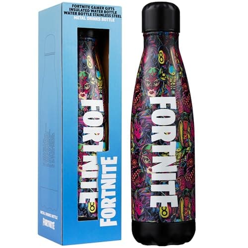 Fortnite Water Bottle for Adults & Teens 500ml, Insulated Stainless Steel Metal Flask for 24 Hours Hot & Cold Drinks, Eco-Friendly BPA Free, Gifts for Her & Him (Multi Fortnite)