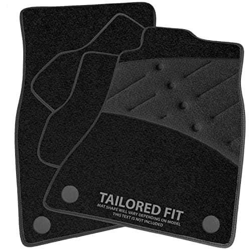 Car Mats to fit Nissan Leaf (WITH HANDBRAKE PEDAL) [E] (2018 -) Black Carpet with Black Ribbed Trim & Black Full Width Heel Pad [2257] (v4)