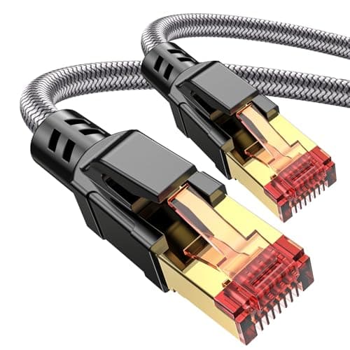 Ltemziiy Cat 8 Ethernet Cable 5M, 40Gbps 2000Mhz High Speed Gigabit Lan Internet Cables,RJ45 Patch Cord Braided Round S/FTP Network Cable,for Smart Home,Office,Gaming,Modem, Router