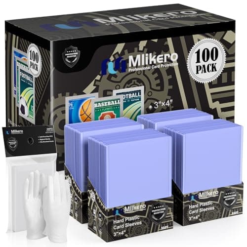 Mlikero 200 Pcs Cards Sleeves, 3" x 4" Inches Hard Plastic Card Sleeves, Premium Trading Cards Sleeves Fit for MTG, Football, Sports Cards (100 Hard Card Sleeves + 100 Clear Sleeves)