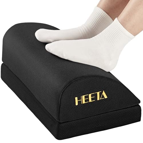 HEETA Foot Rest Under Desk, Ergonomic Footrest Adjustable 2 Optional Height Desk Foot Rest Foam Non-Slip Foot Stool for Home, Office & Gaming (Black)