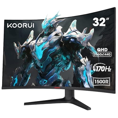 KOORUI 32 Inch Curved Gaming Monitor, QHD 1440P, 170Hz, VA 1500R