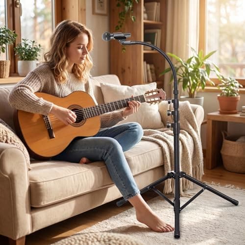 K KASONIC Gooseneck Mic Stand, Adjustable Tripod with 2 Mic Clips