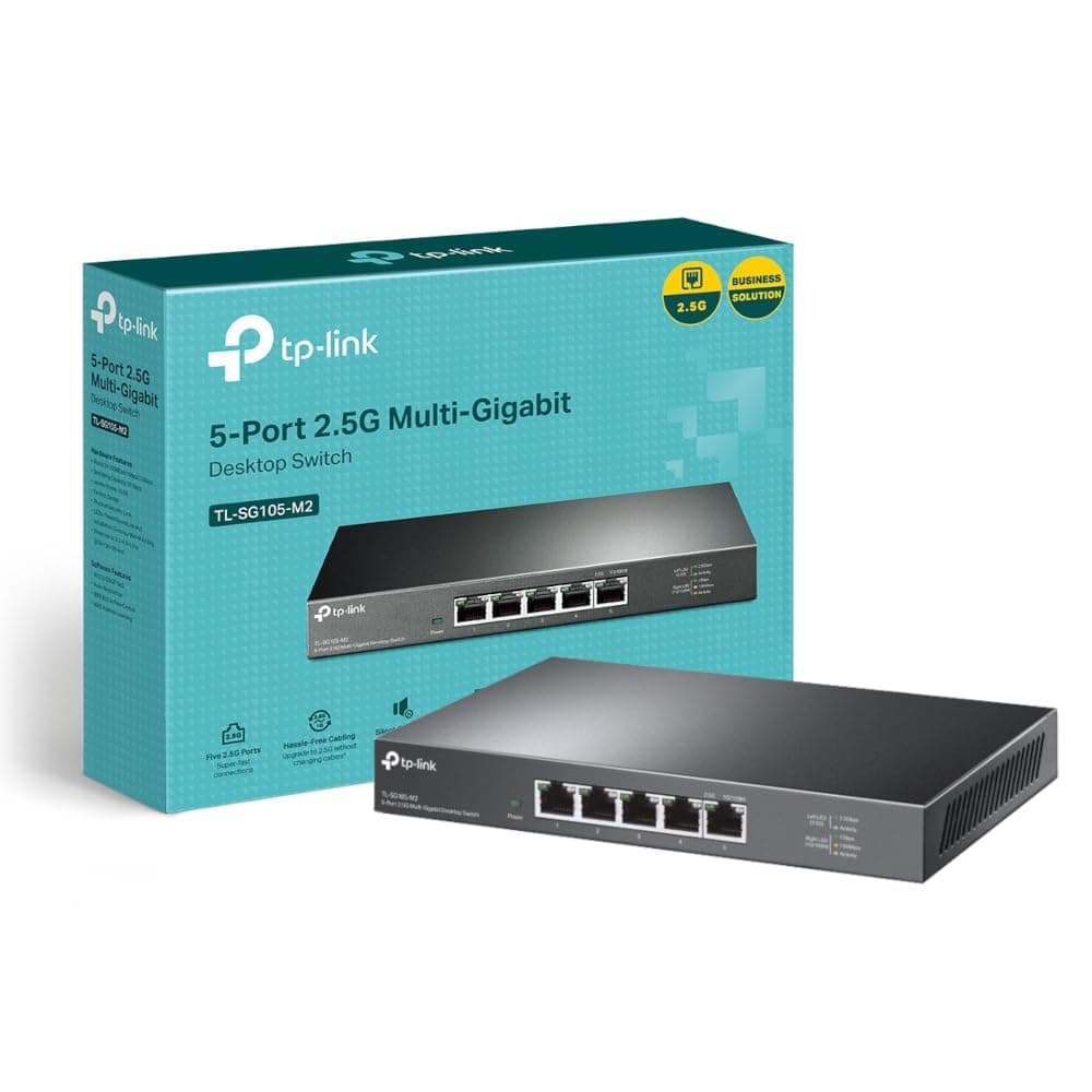 TP-Link TL-SG105-M2 5-Port 2.5Gbps Network Switch, Ethernet Splitter | 2.5Gbps Super-Fast Connection, Plug & Play, Silent Operation, Metal Casing, Ideal for 2.5G NAS/Server/Gaming/AP/4K Video