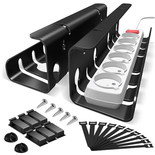 StowBin 2-Pack Under Desk Cable Management Trays with Clamp Mounts