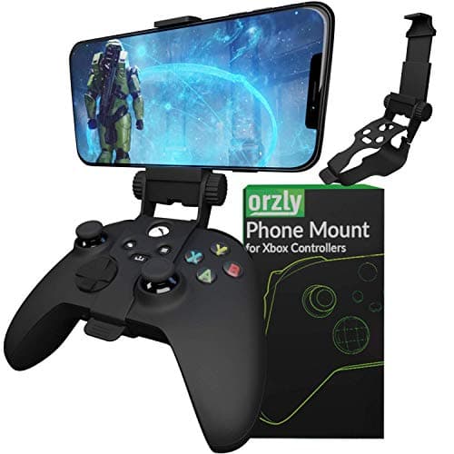 Orzly Xbox Series X Controller Mobile Gaming Clip, Xbox Controller Phone Mount Adjustable Phone Holder Clamp Compatible with Xbox Series X|S, Xbox One, Xbox One S, Xbox One X-Carbon Black