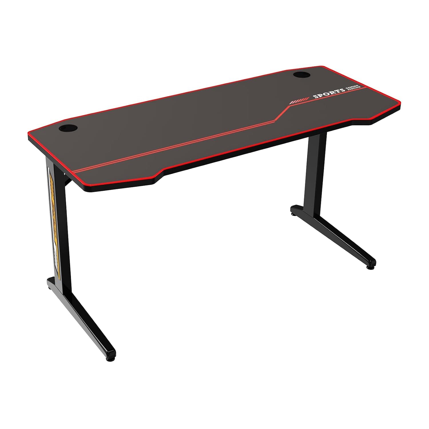 Gaming Desk Computer Desk 55 Inch, Cool Cable Management Tray, Carbon Fiber Surface, Big Mouse Pad for Home Office Desk, Table Workstation, Student PC Desk, Writing Desk, Large Gamer Work Desk