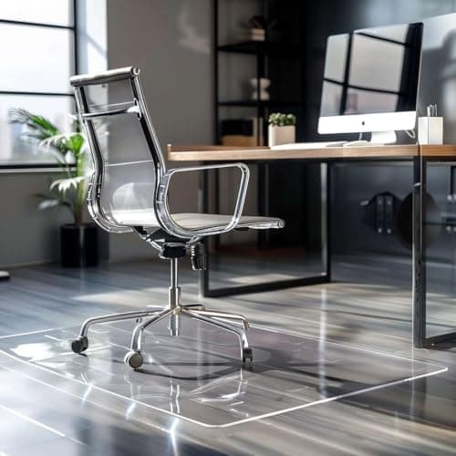 Clear Chair Mat, Non-Slip PVC Clear Wooden Floor Protector Mat with Round Edge, Heat Resistant & Waterproof Flooring Protector for Home and Office