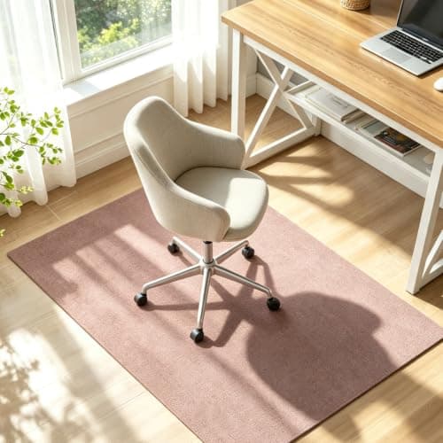 Warmiehomy Office Chair Mat for Carpet & Hardwood Floors, 60x120cm Heavy Duty Floor Protector, Anti-Slip Gaming Rug with Felt Surface & Rubber Back, Extra Thick Chair Mat for Home Office (Red Brown)