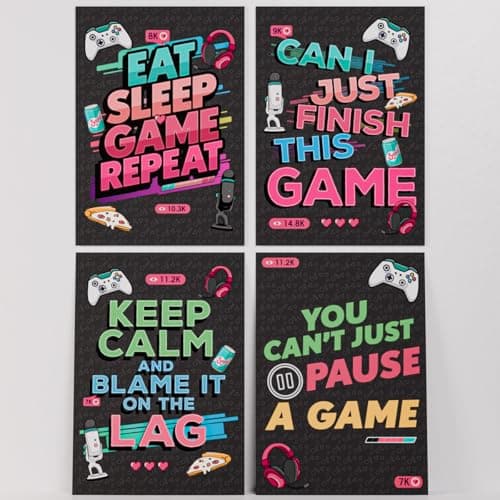 Shopsharks Gaming Poster Set – Choose 1, 2, 3 or 4 Designs – Video Game Wall Art Prints for Bedroom or Gaming Room – Multiple Sizes A5 to A2 & 8×10 to 16×20 – Unframed (Set of 2 Posters)